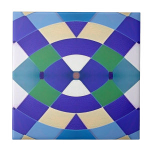 Modern mosaic geometric blue green eye white ceramic tile