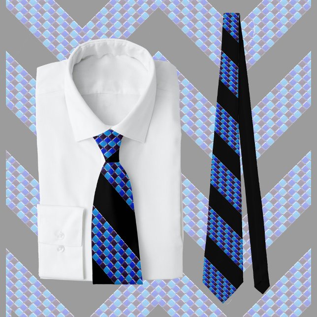 Modern mosaic in black, royal blue, chic  neck tie (Creator Uploaded)
