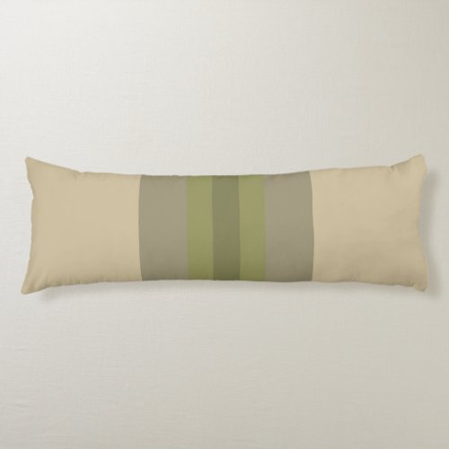 Modern Moss Green Beige Striped Pattern Body Pillow