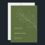 Modern Moss Green Botanical Floral Illustration Save The Date<br><div class="desc">Modern, simple & clean: This moss green save the date card features my hand drawn leaves illustration on the front and minimal text. Customization of this save the date template is easy to make it uniquely your own. I chose a simple custom color palette in elegant moss green for this...</div>