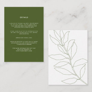 Modern Moss Green Botanical Floral Wedding Enclosure Card