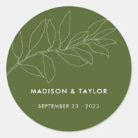 Modern Moss Green Botanical Floral Wedding Favor