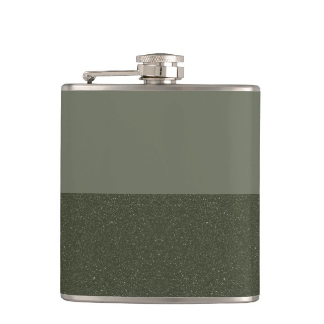 Modern Moss Green Colorblock Flask – Customizable (Front)