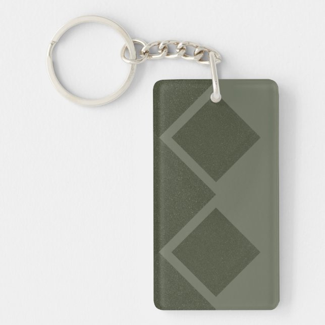Modern Moss Green Diamond Keychain – Customizable (Front)