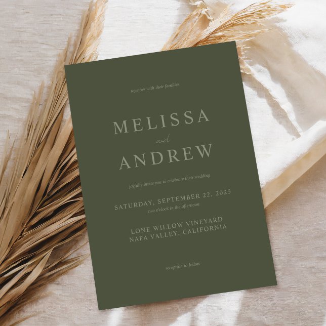 Modern Moss Green Elegant Wedding Invitation (Creator Uploaded)
