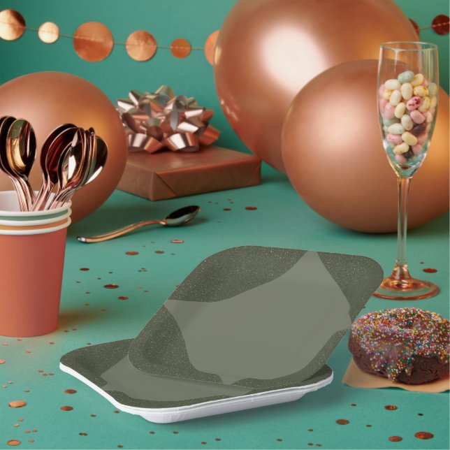 Modern Moss Green Geometric Paper Plate (Multi)