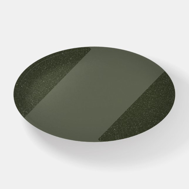Modern Moss Green Oval Paperweight – Customizable (Front)