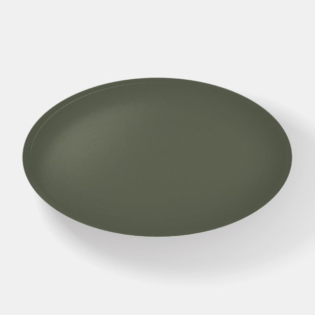 Modern Moss Green Oval Paperweight – Customizable (Front)