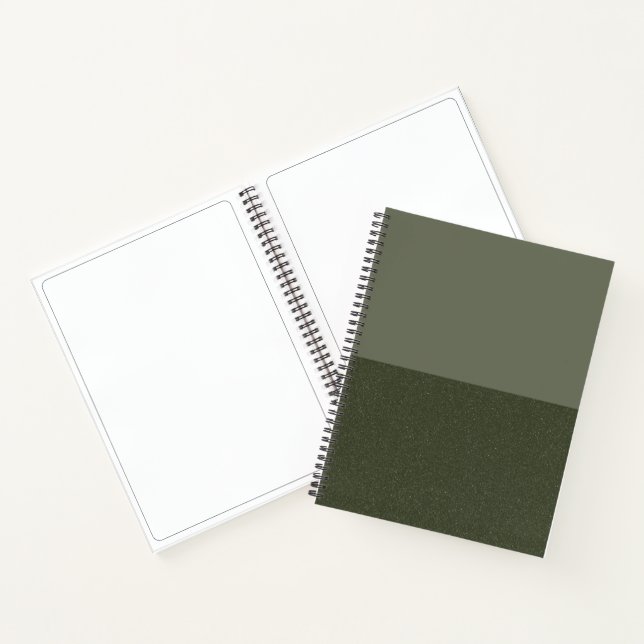 Modern Moss Green Spiral Sketchbook – Customizable Notebook (Inside)