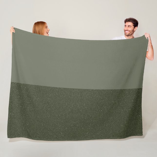 Modern Moss Green Split Fleece Blanket (In Situ)