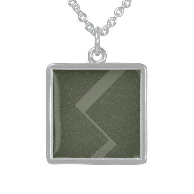Modern Moss Green Square Necklace (Front)
