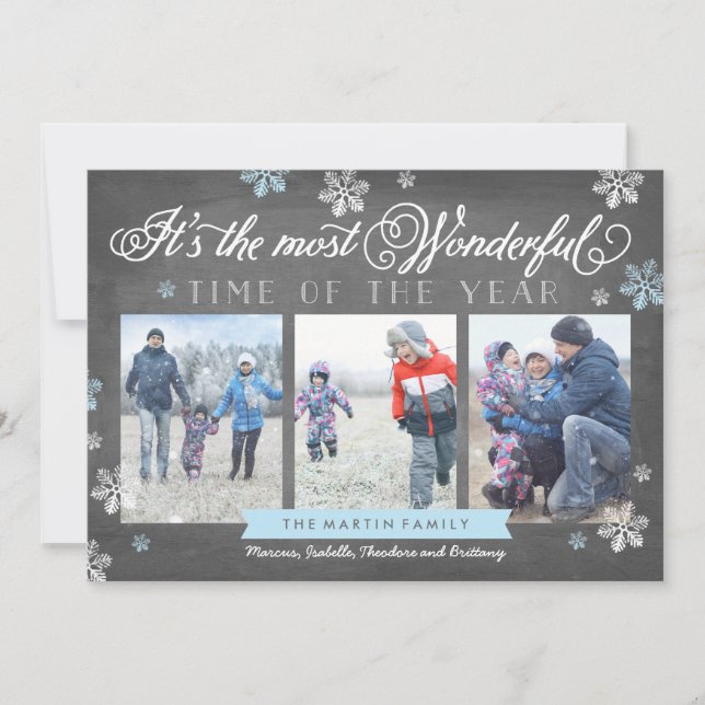 Modern Most Wonderful Time Holiday Chalkboard (Front)