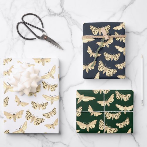 Modern Moth Pattern Elegant Chic Neutral Gift Wrapping Paper Sheets