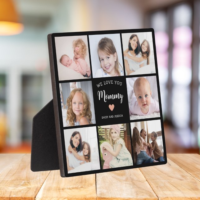 Modern Mother 8 Photo Collage Elegant Script  Plaque (Creator Uploaded)