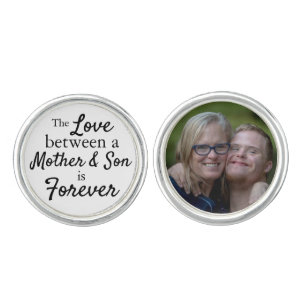 Modern Mother and Son Forever Memorial Photo Cufflinks