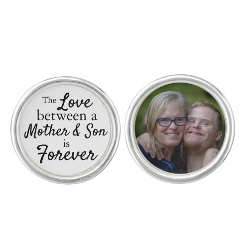 Modern Mother and Son Forever Memorial Photo Cufflinks