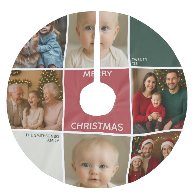Modern mother baby collage Christmas family Brushed Polyester Tree Skirt (Front)