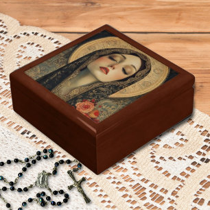 Modern Mother Mary Golden Halo Keepsake Box