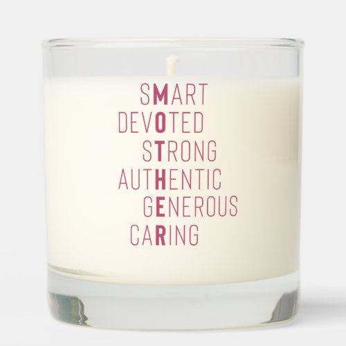 Modern Mother Mom Crossword Rose Pink Typography Scented Candle