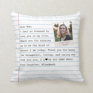 Modern Mother Mom Photo Notebook Letter Message Throw Pillow