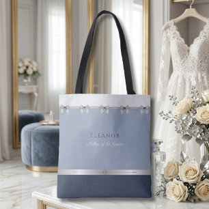 Modern Mother of the Groom Luxury Dusty Blue Tote Bag