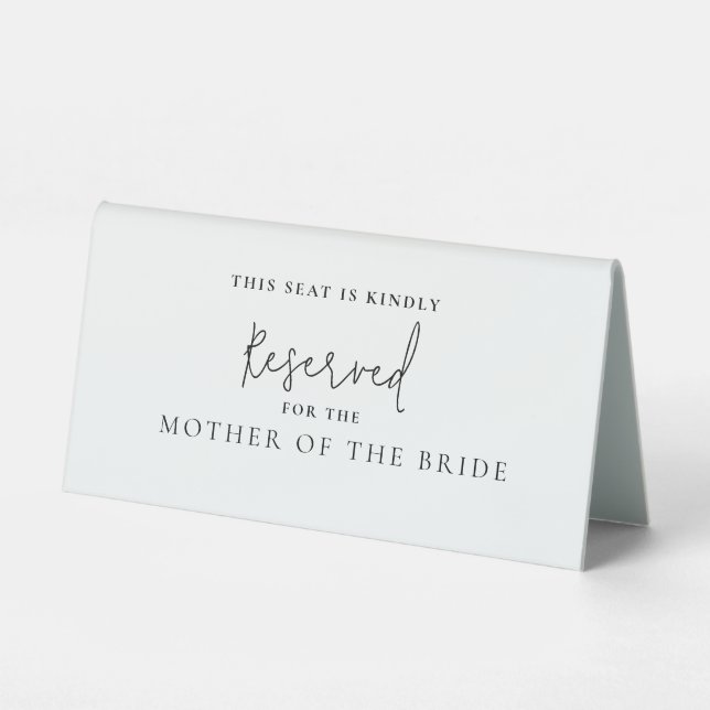 Modern Mother of the Groom Seating Reserved  Table Tent (Front)
