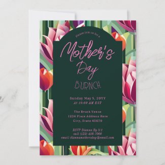 Modern Mother’s Day Tulips Green Pink Brunch