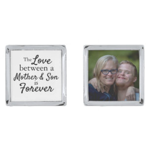 Modern Mother Son Forever Memorial Photo Wedding Cufflinks