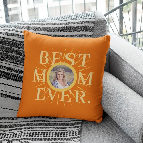 Modern Mothers Day best mom photo personalized Throw Pillow