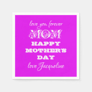 Modern Mother's Day Custom Name Cute Violet Napkins