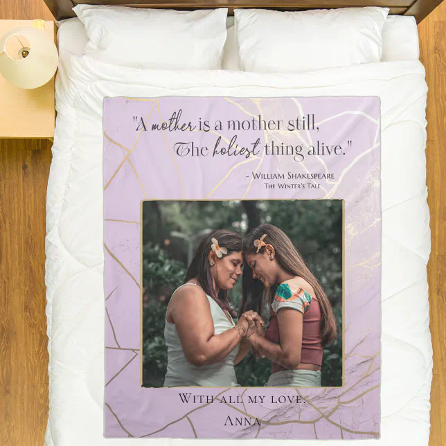 Modern Mother's Day Elegant Pastel Kintsugi Quote Fleece Blanket – Throw Blanket / Towel