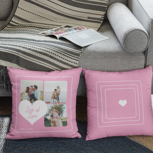 Modern Mothers Day lots of love 3 photo collage Throw Pillow (It is one pillow - FRONT and BACK)