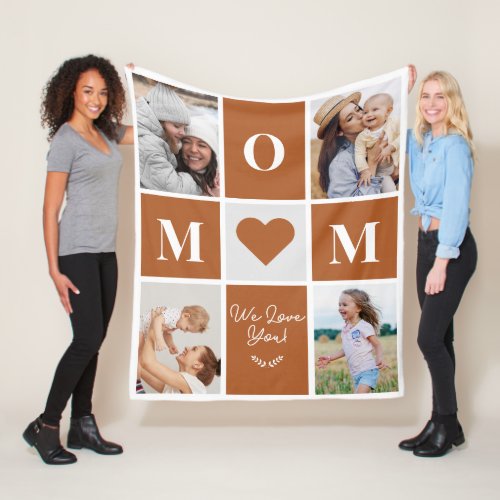 Modern Mothers Day Love Four Family Photo Fleece Blanket