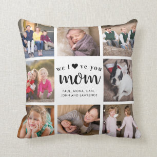 Modern Mother's Day Love Mom Family Photo Collage Throw Pillow