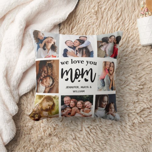 Modern Mothers Day Love Mom Family Photo Collage Throw Pillow
