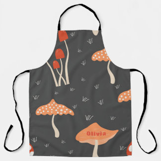 Modern Mother's Day Orange Mushroom Apron