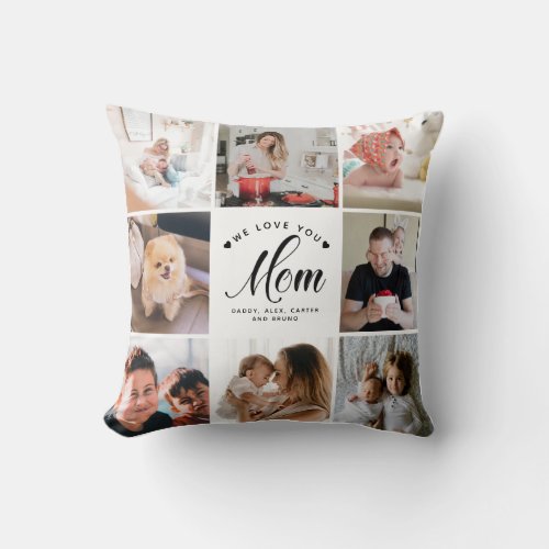 Modern Mothers Day Personalized Photo Collage Throw Pillow