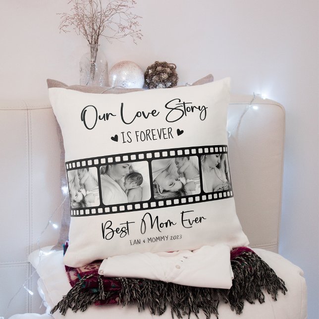 Modern Mothers Day Photo Collage Throw Pill Throw Pillow (Creator Uploaded)
