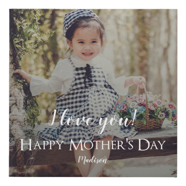 Modern Mother's Day Photo Faux Canvas Print (Front)