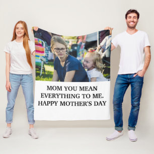 Modern mothers day photo mom you mean everything fleece blanket