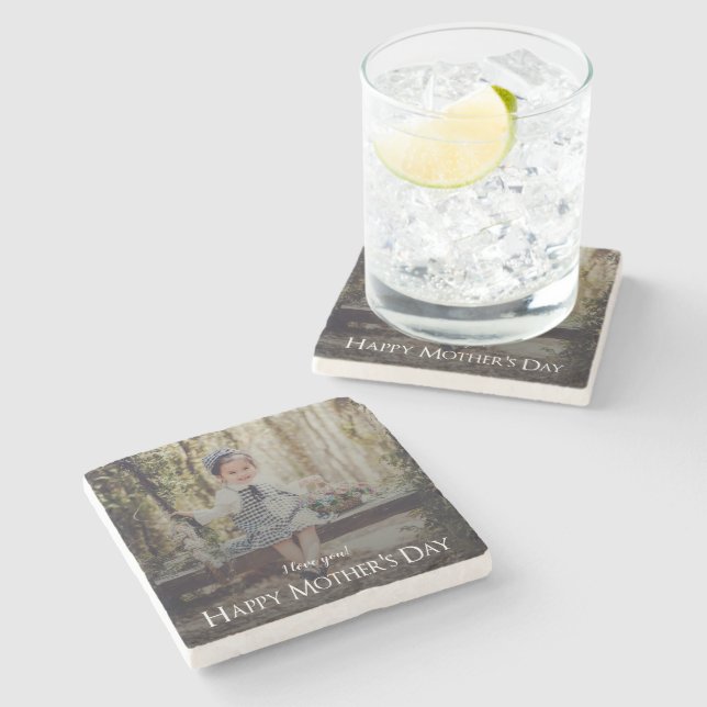 Modern Mother's Day Photo Stone Coaster (Side)