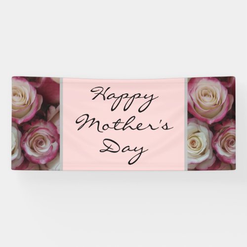 Modern Mothers Day Script Blush Pink Rose Floral Banner