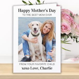 Modern Mother's Day Simple Pet Dog Custom Photo Holiday Card