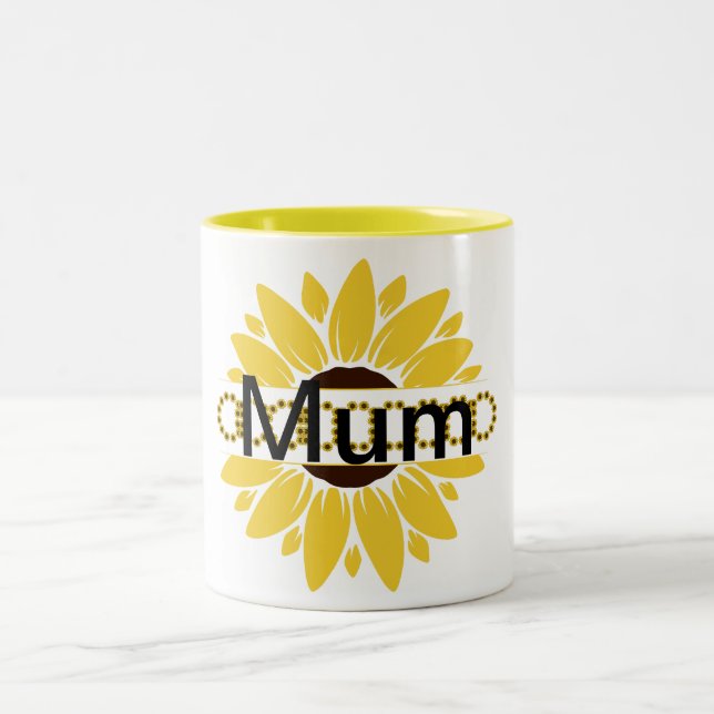 Modern Mother's Day Sunflower  Two-Tone Coffee Mug (Center)