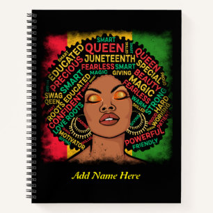 Modern Motivational Black Girl Typography Script Notebook