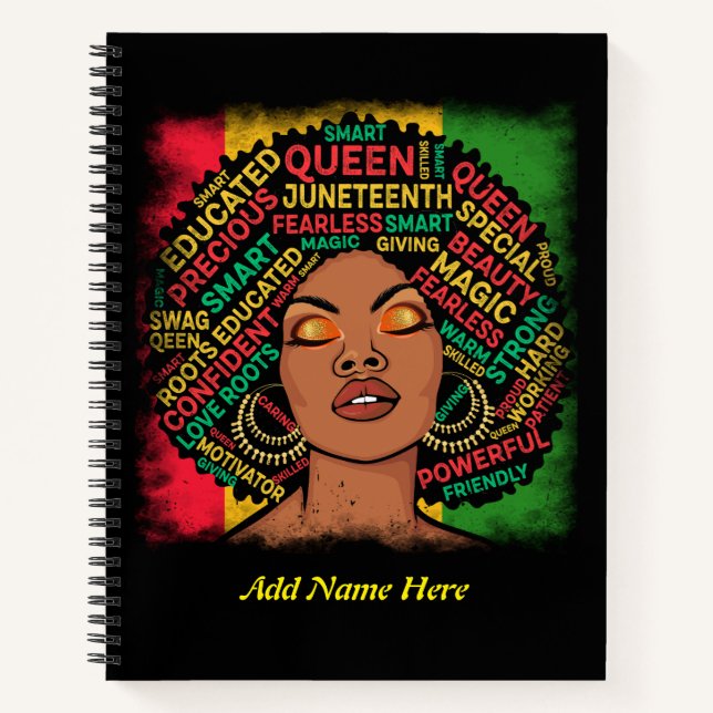 Modern Motivational Black Girl Typography Script  Notebook (Front)