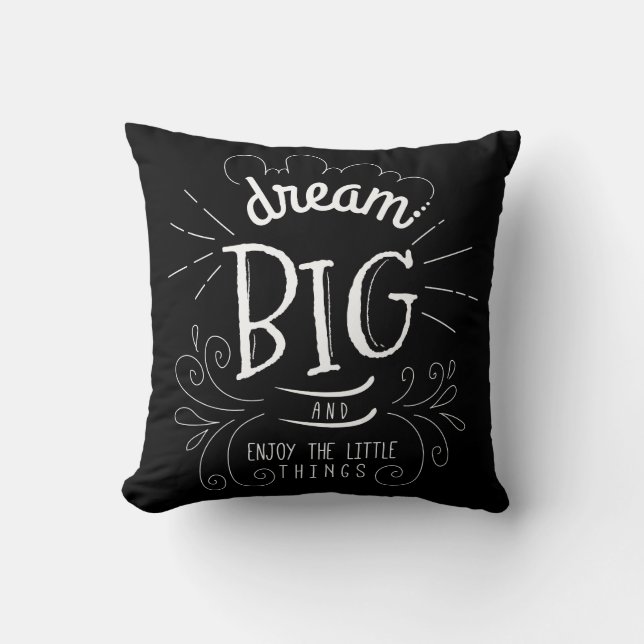 Modern Motivational Dream Big Decorative Throw Pillow (Front)