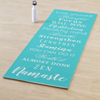Modern Motivational Words Blue Yoga Mat