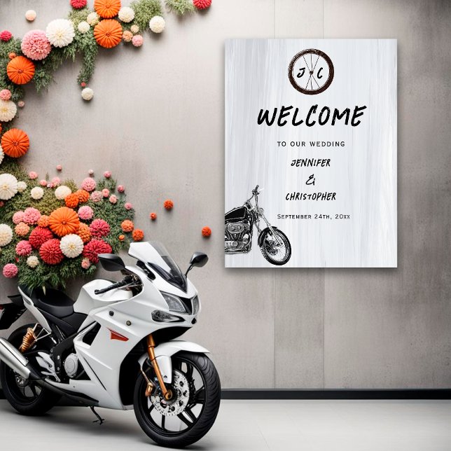 Modern Motorcycle Adventure Wedding Welcome Sign (Creator Uploaded)