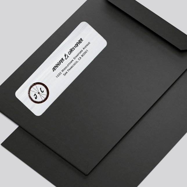 Modern Motorcycle Biker Wedding Monogram Initials Label (Creator Uploaded)